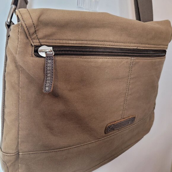 Fossil Vintage Issue No.574 Messenger Bag Canvas & Leather Olive Brown Adjustabl - Picture 10 of 16